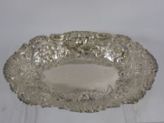 A Solid Silver Victorian Hallmarked Floral Impressed Bon Bon Tray, Edinburgh hallmark dd 1887, mm