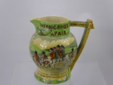 A Crown Devon Musical Jug, Widdicombe Fair depicting four figures on a horse, approx 19 cms