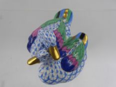 A Porcelain Herend Hungary Pair of Ducks, nr 5036, approx 10 x 8 cms