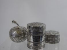 A South Asian Silver Canister & Cover, containing a lady's silver bracelet, the inscription reads 
