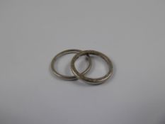 Two Platinum Wedding Bands, approx 6.4 gms, size J.