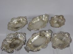 Three Pairs of Filigree Bon Bon Dishes, Birmingham hallmark dd 1898, mm T.H.H. & Co., Birmingham