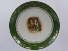 Three Vienna Porcelain Wall Plates, entitled entitled 'Hamlet & Ophelia' by Baton, 'Falstaff and Mrs