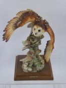 Giuseppe Armani Barn Owl Figurine, on an oak plinth, approx 23 cms high.