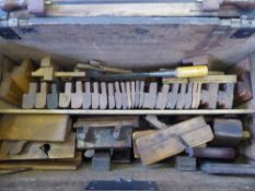 A Large Vintage Tool Chest, complete with woodworking contents, including chisels, gougers, planes