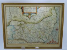 Saxton (Christopher & Kip, William), Suffolciae Comitatus, hand-coloured engraved map, attractive