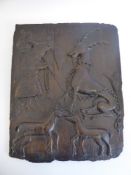 A 17th Century Style Wooden Effect Panel, depicting fox with a goose in its mouth and a chained