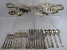 A Quantity of Silver and Silver Plate, including four silver hallmarked napkin rings, Harrods silver