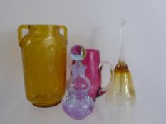 A Miscellaneous Collection of Glass, including a Caithness scent bottle, an amber coloured glass