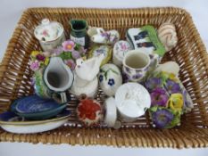 Miscellaneous Porcelain Miniatures, including three pill boxes, jam pot and cover, jug, etc.