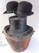 Miscellaneous Gentleman's Hats, including a Christies London Top Hat, Sools Paris Bowler Hat, C A