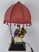 A Royal Doulton 'Balloon Lady' Figurine Lamp Base, converted for electricity, approx 45 cms
