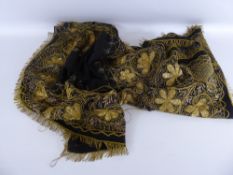 An Antique Persian Gold Thread Embroidered Table Cloth, approx 122 x 122 cms. (af)