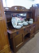An Edwardian Solid Oak Buffet / Sideboard, approx 179 x 52 x 190 cms.