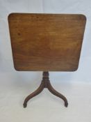 A Georgian Square Tilt Top Table, on tripod base and turned column, approx 76 x 62 x 71 cms