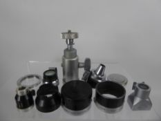 Leica Camera Accessories: Kern finder, Walz (Leitz 'VIOOH' copy), Braun multi-viewfinder, hoods,