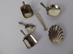 Five Imperfect Silver Silver Tea Caddy Spoons, various hallmarks. (af)