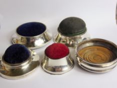 A Quantity of Sterling Silver Hat and Pin Cushions, including Birmingham hallmark dated 1919 mm