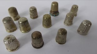 Ten Silver Thimbles, various hallmarks, approx 46 gms.