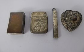 Quantity of Silver, including a match box holder, pencil lead holder, vesta case and a Birmingham