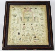 An Antique Dutch Sampler, approx 38 x 40 cms.