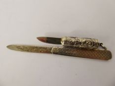 A Victorian Silver Pocket Knife, Sheffield hallmark, mm JYC together with a silver knife pendant. (