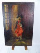 Artist Unknown, Paper laid down on Board, depicting a 'Figure Smoking a Clay Pipe', approx 34 x 23