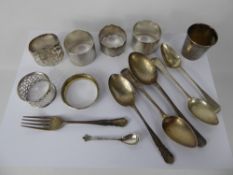 A Quantity of Silver Napkin Rings, Birmingham hallmark, early 20th Century dates, white metal tot