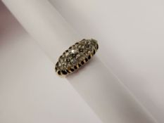 A Lady's Antique 18 ct Yellow Gold Diamond Ring, the ring set with 90 pts old cut dias, size P,