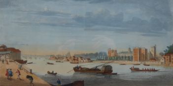 Three Hand Coloured Antique Prints, depicting London scenes entitled 