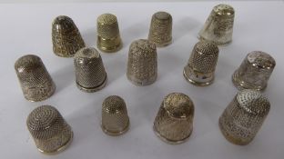 Ten Silver Thimbles, various hallmarks, approx 70 gms