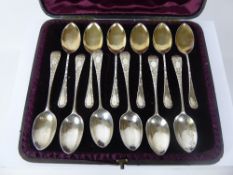 A Set of Six Silver Tea Spoons, Sheffield hallmark, Hall & Co together with six tea spoons in a
