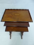 A Nest of Rectangular Oak Tables, on turned legs, approx 57 x 37 x 57 cms