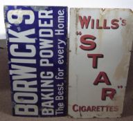 Two Enamel Advertising Signs, one depicting 