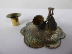 A Georgian Silver Taper Candle Holder and Snuff, in the form of a lily pad, Birmingham hallmark,