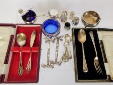Miscellaneous Silver, including a mustard Birmingham hallmark mm ESB (original blue liner),