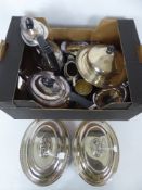 Miscellaneous Silver Plate, comprising two lidded vegetable tureens, two dishes (one lidded), a