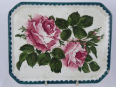 Wemyss Ware Trinket Tray and Biscuit Barrel and Cover, hand painted with rose spray, impressed marks