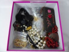 Miscellaneous Costume Jewellery and Fashion Items, including Fiona Paxton black beaded hip belt,