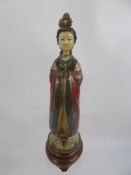 A Decorative Cloisonné Enamel Figurine of a Geisha, in a floral robe, approx 30 cms