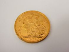 1908 Edward VII Gold Full Sovereign