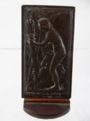 Daniel Dupuis Art Nouveau French Bronze Plaque, entitled 'Le Nid', depicting a maiden in a