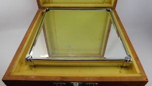 A Vintage Mirrored Wedding Cake Stand, in the original oak carry case together with a hexagonal