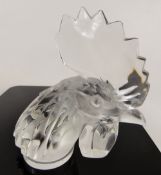 A Lalique 'Tete De Coq' Cockerel Bonnet Ornament, polished crystal glass, etched `Lalique France' to