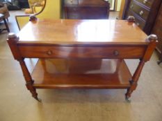 A Mahogany Buffet Trolley, with single drawer and a shelf beneath on brass feet, approx 102 x 47 x