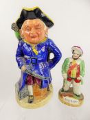 A Burlington Figurine, depicting Long John Silver together with a Staffordshire figurine 'Falstaff'.