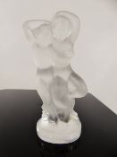 A Lalique Frosted-Glass Figurine, depicting 'Hera and the Centaur', outside edge etched Lalique