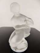 A Lalique Frosted-Glass Figurine, entitled 'Diane and Fawn', outside edge etched Lalique France,
