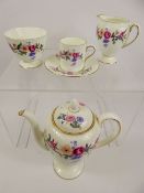 A Vintage Wedgwood 'Devon Sprays' Coffee Set, comprising coffee pot, jug, sugar bowl, six cups and