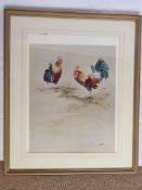 Sturgeon A Print of Two Cockerels, approx 57 x 46 cms together with a print by Fred Stott, depicting